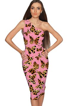 Quaintrelle Layla Pink Butterfly Print Chic Bodycon Midi Dress - Women - Pineapple Clothing Mommy And Me Swimwear, Sporty Crop Top, Neon Dresses, Girls Lace Dress, Mommy And Me Dresses, Girls Unique, Bodycon Midi Dress, Cocktail Parties, Bodycon Midi