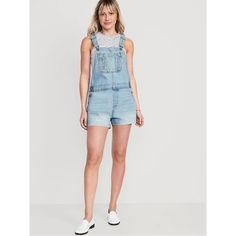 Nwt Old Navy Baggy Cut-Off Jean Shortalls For Women -- 3-Inch Inseam Casual Relaxed Fit Shortalls, Casual Medium Wash Shortalls With Pockets, Casual Bib Front Shortalls For Summer, Casual Denim Overalls In Short Length, Casual Light Wash Shortalls, Casual Short Length Denim Overalls, Casual Short-length Denim Overalls, Casual Short Denim Jumpsuit With Pockets, Casual Blue Sleeveless Shortalls