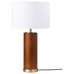 28 Inch Table Lamp, White Fabric Drum Shade, Gold Metal, Brown Bridge Base - BM315284 Table Lamp White, Modern Transitional, Cylinder Shape, White Table Lamp, Metal Accents, Modern Table Lamp, Gold Wood, Diffused Light, Modern Table