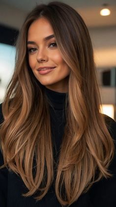 Autumn Awakening: 15 Hair Color Inspirations You Need Right Now - Fads Hair Color Ideas Light Brown With Highlights, Dark Autumn Hair Color Blonde, Fall Inspo Hair Color, Long Dark Hair Inspiration, Autum Hair Ideas, 2024 Autumn Hair Trends, Trend Hair Color Autumn 2024, Rich Bronde Hair, Deep Autumn Blonde Hair