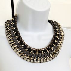 Tempest Statement Necklace. 47 Stones Are Woven And Set Individually. This Can Be Worn With The Clasp In Front Or Back With A 16.75 Length. Never Worn, Like New Dot Jewelry, Stella And Dot, Collar Necklace, Womens Jewelry Necklace, Black Blue, Blue Black, Statement Necklace, Jewelry Necklaces, Dots