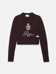 Ritz Women's Cashmere Sweater -- Bordeaux Luxury Fitted Sweater For Fall, Luxury Fitted Fall Sweater, Luxury Fitted Sweater With Ribbed Cuffs, Luxury Fitted Crew Neck Sweater, Designer Fitted Crew Neck Sweater, Ritz Paris, Poncho Blouse, Frame Logo, Most Luxurious Hotels