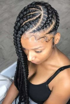 Big Cornrows Hairstyles, Side Cornrows, Cornrow Braid Styles, New Natural Hairstyles, Girls Hairstyles Braids, Athletic Hairstyles, Penteado Cabelo Curto