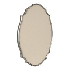 an oval mirror with silver frame on a white background