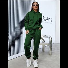 See Pictures For Item Description. New Without Tags Green Hooded Sweats For Spring, Green Hoodie Sweats With Pockets, Spring Green Sweatshirt With Drawstring, Casual Fall Sweats, Spring Green Drawstring Sweatshirt, Casual Green Hoodie With Drawstring, Green Casual Hoodie With Drawstring, Green Casual Sweats For Fall, Green Casual Sweatshirt With Drawstring