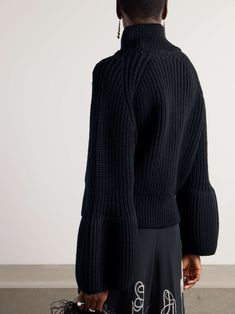 DRIES VAN NOTEN Ribbed wool sweater Latest Sweater, Shape Wear, Sport Swimwear, Sports Skirts, Ribbed Texture, Midi Skirts, Merino Wool Sweater, Pattern Sweater, Brown Sweater