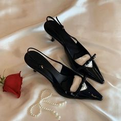 LBSFY - High-heeled Shoes Female French Elegant Small Pointed Word Sandals Bow Back Empty Kitten With High Heels Female Size chart: 33=21.5cm 34=22cm 35=22.5cm 36=23cm 37=23.5cm 38=24cm 39=24.5cm 40=25cm 41=25.5cm Bow Back, High Heel Shoes, High Heels, Kittens, Size Chart, Sandals, Heels