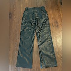 These Pants Have A Straight Relaxed Leg Style And Feature A Zipper And Button Front Closure, As Well As Hand And Back Pockets. Please Refer To The Company's Sizing Chart: Https://Www.Goldhinge.Com/Pages/Original-Size-Chart Fall Night Out Bottoms With Button Zip Fly, Black Faux Leather Bottoms With Button Closure, High-waist Black Leather Pants With Button Closure, Trendy Black Bottoms With Button Zip Fly, Casual High Waist Leather Pants With Button Closure, Black Wide Leg Pants With Button Zip Fly, Chic Black Leather Pants With Button Closure, Chic Black Bottoms With Button Zip Fly, True Religon Jeans