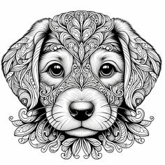 a dog's face with intricate patterns on it