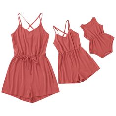 PRICES MAY VARY. WELL-DESIGNED: This is a Vibrant Solid Color Family Matching Jumpsuit Adjustable Spaghetti Straps Sleeveless High Waist summer casual beach mommy and me dresses outfits, Spaghetti straps V neck one piece short romper for girls, cross back, Solid Color, V neck Solid Color one piece short romper jumpsuit playsuit, adjustable drawstring and cross back, can be adjusted the tightness to ensure the fit. mother daughter dresses matching set, mother daughter matching outfits, FEATURES: Mother Daughter Dresses Matching Casual, Mother Baby Matching Outfits, Fit Mother, Mother Daughter Matching Outfits, Mother Daughter Dresses Matching, Mom And Daughter Matching, Mother Daughter Dress, Mommy And Me Dresses, Short Romper