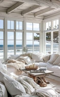 Trendsetting beach living room with stylish contemporary design Beach Living Room, Beach House Living Room, Coastal Interior, Coastal Interiors Design, Cottage Life, Coastal Living Room