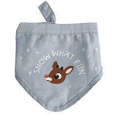 a baby bib with an image of a deer on it's chest and the words, snow wow