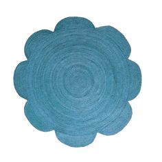 Scallop Flower Round Jute Rug - Blue Jute Round Rug, Monstera Plant, Jute Rug, Cotton Rug, Round Rugs, Pet Friendly, Wool Area Rugs, Animals For Kids, Colorful Rugs