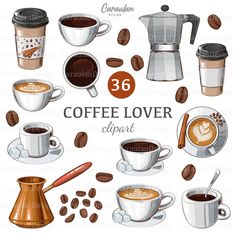 coffee and espresso drinks with the words coffee lover