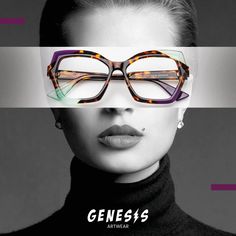 «Your glasses say a lot about you.» Chic today, iconic tomorrow. Modern designs for a versatile lifestyle.  #Genesis | GV1627 col.02 Sunglasses Poster Design, Glasses Creative Ads, Billboard Ideas, Sunglass Photoshoot, Eyewear Ad, Tiktok Marketing, Content Design, Eyeglass Lenses, Contents Design