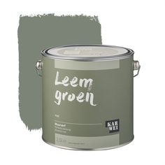 a green paint can with the words lem green painted on it