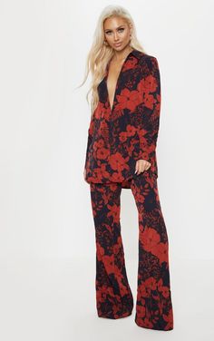 Wide Leg Pants High Waisted, Floral Skater Skirt, Two Piece Set Pants, Floral Trousers, High Waisted Wide Leg Pants, Floral Print Pants, Red Floral Print, Printed Wide Leg Pants, Floral Print Shirt