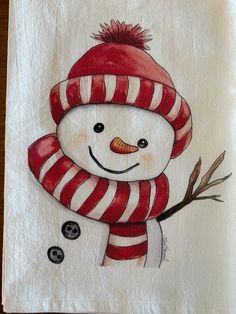 a towel with a snowman on it