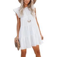 Udear White Tiered Flutter Sleeve Dress Size M Description: Elevate Your Fashion Game With The Udear White Tiered Flutter Sleeve Dress In Size M. This Dress Offers A Perfect Blend Of Style And Comfort, Featuring A Pristine White Color, Tiered Design, And Delicate Flutter Sleeves For A Trendy And Elegant Look. Whether For A Special Occasion Or A Chic Day Out, It's An Ideal Choice For Creating A Graceful And Fashionable Outfit. Features: * Pristine White Color * Tiered Design * Delicate Flutter Sl Feminine Summer Ruffle Dress For Daywear, Casual Ruffle Sleeve Dress For Daywear, Casual Flutter Sleeve Sundress For Summer, Casual Spring Ruffle Dress For Daywear, Casual Sundress With Flutter Sleeves For Summer, Summer Short Sleeve Ruffle Dress For Daywear, Casual Daywear Ruffle Dress, Casual Flutter Sleeve Sundress For Spring, Flowy Sundress With Flutter Sleeves