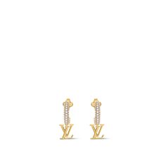 LOUIS VUITTON® - Lv Iconic Earrings - Gold Lv Earrings, Louis Vuitton Official, Color Dorado, Sparkling Crystal, Earrings Collection, Gold Tone Metal, Bling Bling, All Fashion, Metallica