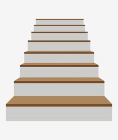 a set of stairs with brown and white steps on each side, in front of a gray background