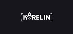 the logo for karelin is shown in black and white, on a dark background