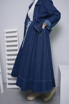 Denim Skirt Set, Modesty Fashion, Muslim Fashion Outfits, Designer Dresses Casual, Muslimah Fashion Outfits