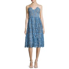 This Self-Portrait Dress Captures The Romantic Aesthetic Of The British Brand In Its Use Of Textured Lace And Feminine Silhouettes. Crafted Of A Crocheted Lace In A Soft Pink Hue, This Azalea Dress Presents A Full Pleated Midi Design, With A Scalloped V-Neck And Thin Spaghetti Straps. Ladder Trimming Is Featured Throughout, While An Exposed Zip Secures The Closure At The Back. A Blue-Colored Fabric Lines The Interior And Ends Above The Knee For A Focus On The Raw Lace Hemline. Us6, In Good Condition. One Side Of The Inner Strip Is Cut Off As Shown In The Last Picture. Azalea Dress, Midi Design, Portrait Dress, Romantic Aesthetic, Self Portrait Dress, Colored Fabric, Crocheted Lace, Guipure Lace, Lace Midi