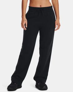 Women's UA Rival Fleece Straight Leg Pants | Under Armour Cozy Fit Comfortable Sweatpants With Comfort Waistband, Cozy Full Length Black Bottoms, Sporty Full Length Fleece Bottoms, Casual Workout Bottoms For Winter, Cozy Fit Sweatpants With Comfort Waistband, Comfortable Full Length Joggers With Comfort Waistband, Comfortable Fleece Pants With Elastic Waistband, Casual Winter Workout Bottoms, Fall Sportswear Pants With Comfort Waistband