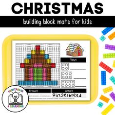 Kids will love these Christmas Lego Mats. These fine motor Lego mats are perfect for no prep, engaging, independent work stations! Simply print and play! Words included in this packet are: Santa Rudolph Ornament Christmas Lights Christmas Tree Gingerbread House Present Santa Hat Gingerbread Man and Stocking This Product Includes: 10 Christmas Lego Mats in both full color and B&W (20 print pages total) Baseplate Size Lego Square (these mats work with a transparent brick baseplate) Write, Trace, a Tree Gingerbread House, Lego Mat, Christmas Lego, Christmas Building, Christmas Tree Gingerbread, Lights Christmas Tree, Independent Work Stations, Work Stations, Lights Christmas