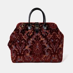 Burnout Velvet Wine Mary Poppins Weekender carpet bag MCW Handmade Victorian Bag, Luxury Gold Victorian Bag, Vintage Bag Pattern, Carpet Bags Vintage, Victorian Style Gold Embroidered Bag, Victorian Carpet Bag, Handmade Victorian Gold Bags, Purse Inspiration, Wishlist Christmas