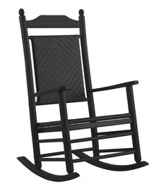 a black rocking chair on a white background