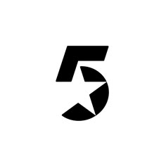 the number five is shown in black and white