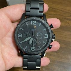 Fossil Men's Nate Quartz Stainless Steel Chronograph Watch Black Chronograph Watch With Skeleton Dial For Outdoor, Outdoor Black Chronograph Watch With Skeleton Dial, Fossil Mens Watch, Fossil Skeleton Watches For Men, Vintage Fossil Watches, Fossil Watches For Men, Mens Watches Black, Fossil Watch, Fossil Watches