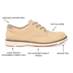 A classic derby rebuilt for comfort, the Perkins by Thomas & Vine. This business casual design features a lace-up closure and an EVA/rubber outsole for a modern touch. Light canvas uppers made with recycled materials and an 8 mm Comfort Foam insole provide superior comfort. At Thomas & Vine, we've aimed to offer well-made, authentic leather shoes that strike a winning balance between sophistication and attainable pricing. Thomas Vines, Flexible Design, Casual Design, Derby Shoes, Look Cool, Men's Casual, Recycled Materials, Business Casual, Design Features