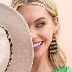 Elevate your style with the Luxe Lexie Horizontal Lines Earrings in navy, mint, and red. These fringe earrings offer an elevation style with a modern hippie twist. The earthy greens combined with the silvery beads create a unique and eye-catching design. With a length of 3.20" and a width of 1.04", these fringe earrings are a perfect accessory choice for those who want to make a fashion-forward statement.--DETAILS-- 3.20" L, 1.04" WHandmade by skilled artisans in India Hypoallergenic nickel + le Modern Hippie, Shimmer Shine, Human Hand, Beaded Fringe, Fringe Earrings, Accessories Branding, Women Empowerment, Fashion Forward, Glass Beads