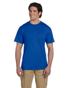 Adult 5.5 oz., 50/50 Pocket T-Shirt - ROYAL - S | Gildan Adult 50/50 Pocket T-Shirt in Royal Blue Size Small | Cotton Polyester 8300, 0 Campus Ministry, Chevrolet Corvair, Mens Workout Shirts, Old T Shirts, Tee Shirt Homme, Pocket Tshirt, Ash Grey, Sport T Shirt, Fruit Of The Loom