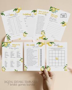 the lemon themed bridal game is ready to be played