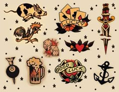 an assortment of tattoo stickers on a white background