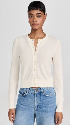 White + Warren Cashmere Essential Crew Neck Cardigan | Shopbop Casual White Cashmere Cardigan, Cute White Crew Neck Cardigan, Classic Cashmere Sweater For Daywear, White Wool Crew Neck Cardigan, White Fine Knit Crew Neck Cardigan, Everyday White V-neck Cardigan, White Fine Knit Cashmere Cardigan, Everyday Button-up Cashmere Sweater, White Cashmere Cardigan With Button Closure