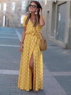 Casual Fall Fashion, Blue By Enzoani, Skirts Ideas, Short Sleeve Summer Dresses, Solid Color Jumpsuits, Mode Abaya, Linen Maxi Dress, Fall Fashion Trends, Dot Dress