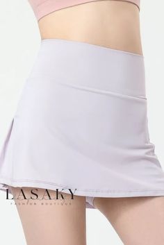 Lasaky - Premium High-Waisted Breathable Athletic Skorts for Enhancing Buttocks, Ideal for Running, Tennis, and Yoga Breathable Elastic Yoga Bottoms, High Waist Breathable 4-way Stretch Bottoms, Breathable High Waist Bottoms With 4-way Stretch, Breathable High-waist Bottoms With 4-way Stretch, Casual Elastic Bottoms With Breathable Material, Fitted Breathable Solid Bottoms, White High-stretch Bottoms With Elastic Waistband, White Bottoms With Elastic Waistband And High Stretch, White Elastic Sports Bottoms