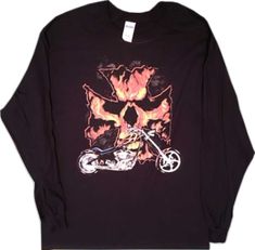 Skull Motorcycle, Flame Skull, Biker T Shirts, Motorcycle Tshirts, Frog T Shirts, Maltese Cross, Custom Shorts, Dark Color, Plus Size Shirts