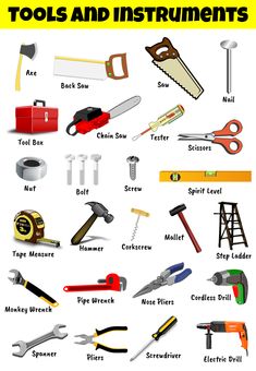 Electrical Tools And Equipment, Mechanical Tools, Tools For Kids, List Of Names, Chart Tool