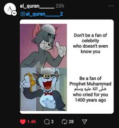 an image of a cartoon cat and mouse with the caption, don't be a fan of celebrity who doesn't even know you