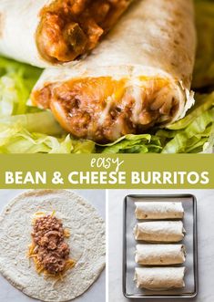 easy bean and cheese burritos are the perfect appetizer for any meal