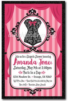 a pink and black baby shower party with an image of a teddy bear on it