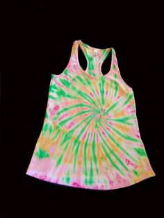 a women's tank top that has been dyed in pink, yellow and green