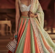 Organza Lehenga, Green Lehenga, Organza Dupatta, Lehenga Designs, Indian Ethnic Wear, Silk Organza