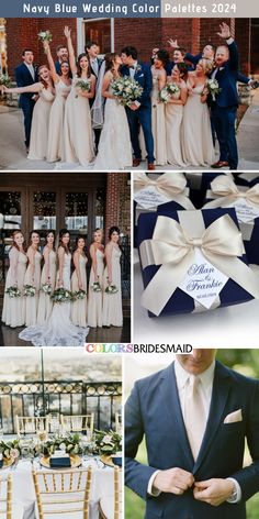 navy blue and white wedding color palettes for the bridesmaid, groomsmid, and guests